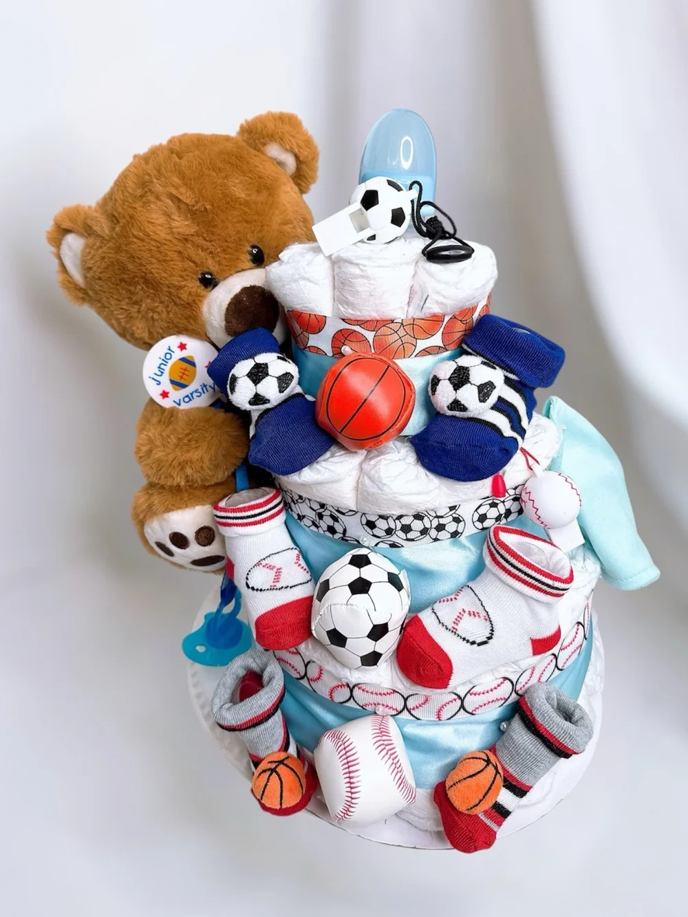 Sports Diaper Cake, Teddy Bear Diaper Cake, Baby Shower Gift